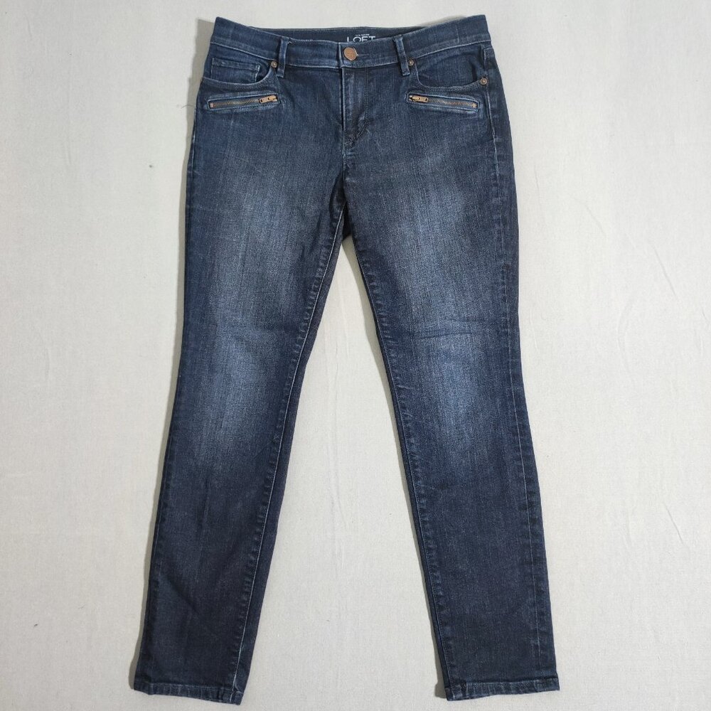 LOFT Ann Taylor Jeans women's size 28(30)/6 P indigo blue colour Modern Skinny